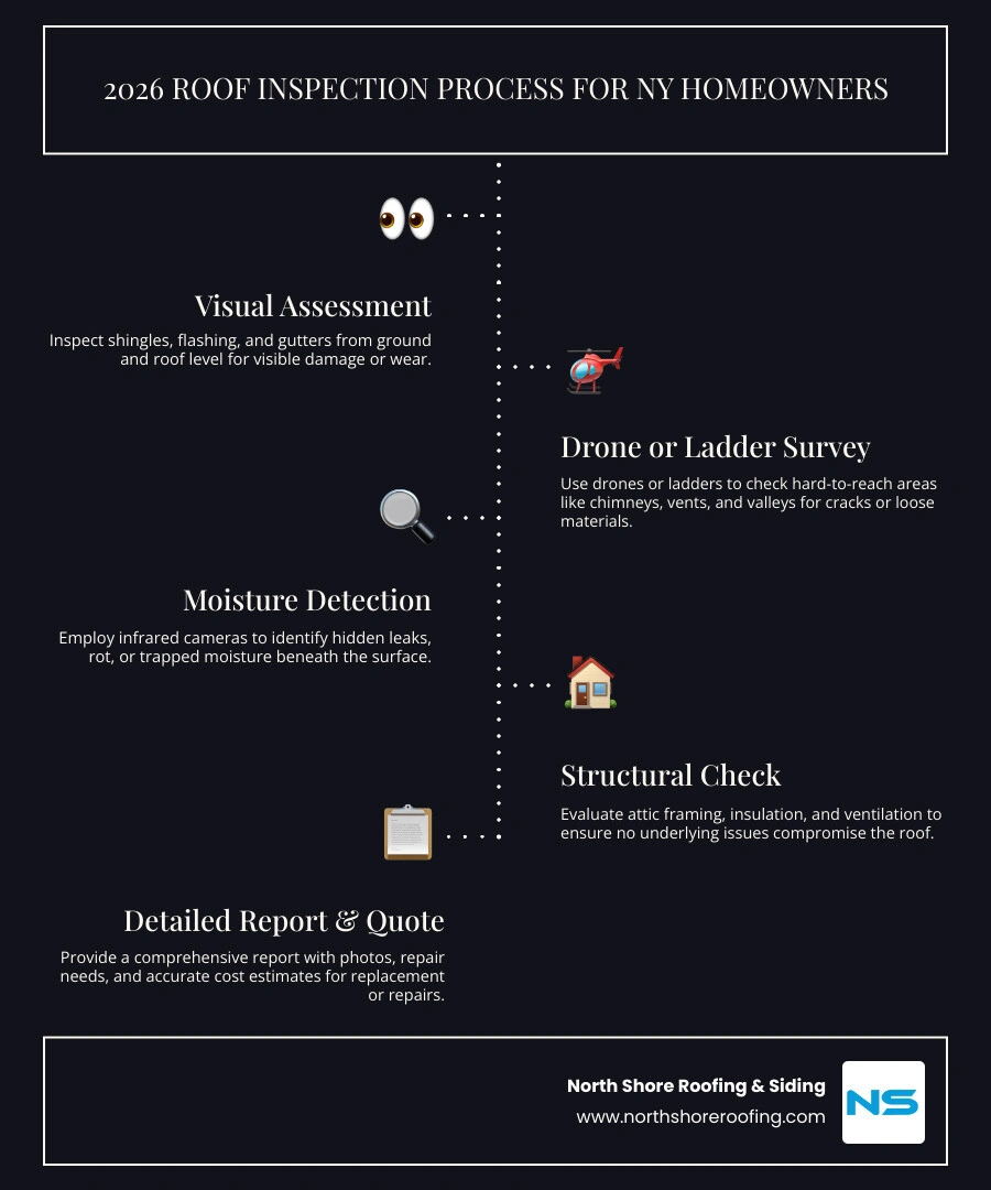 2026 roof inspection and cost process for New York homeowners infographic 2026 roof inspection and cost process for New York homeowners infographic