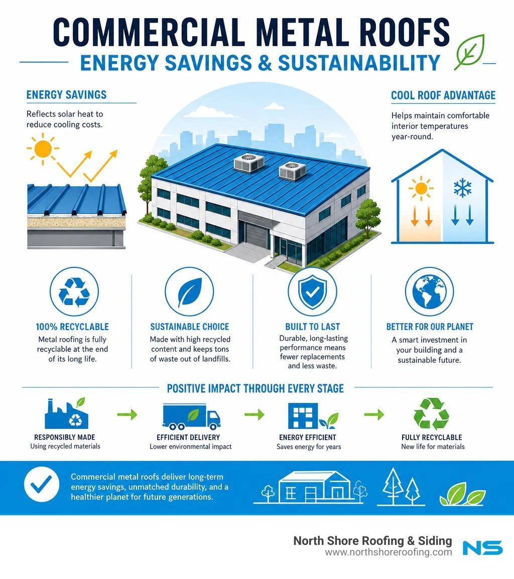 Infographic: Commercial metal roof energy savings and sustainability infographic Infographic: Commercial metal roof energy savings and sustainability infographic