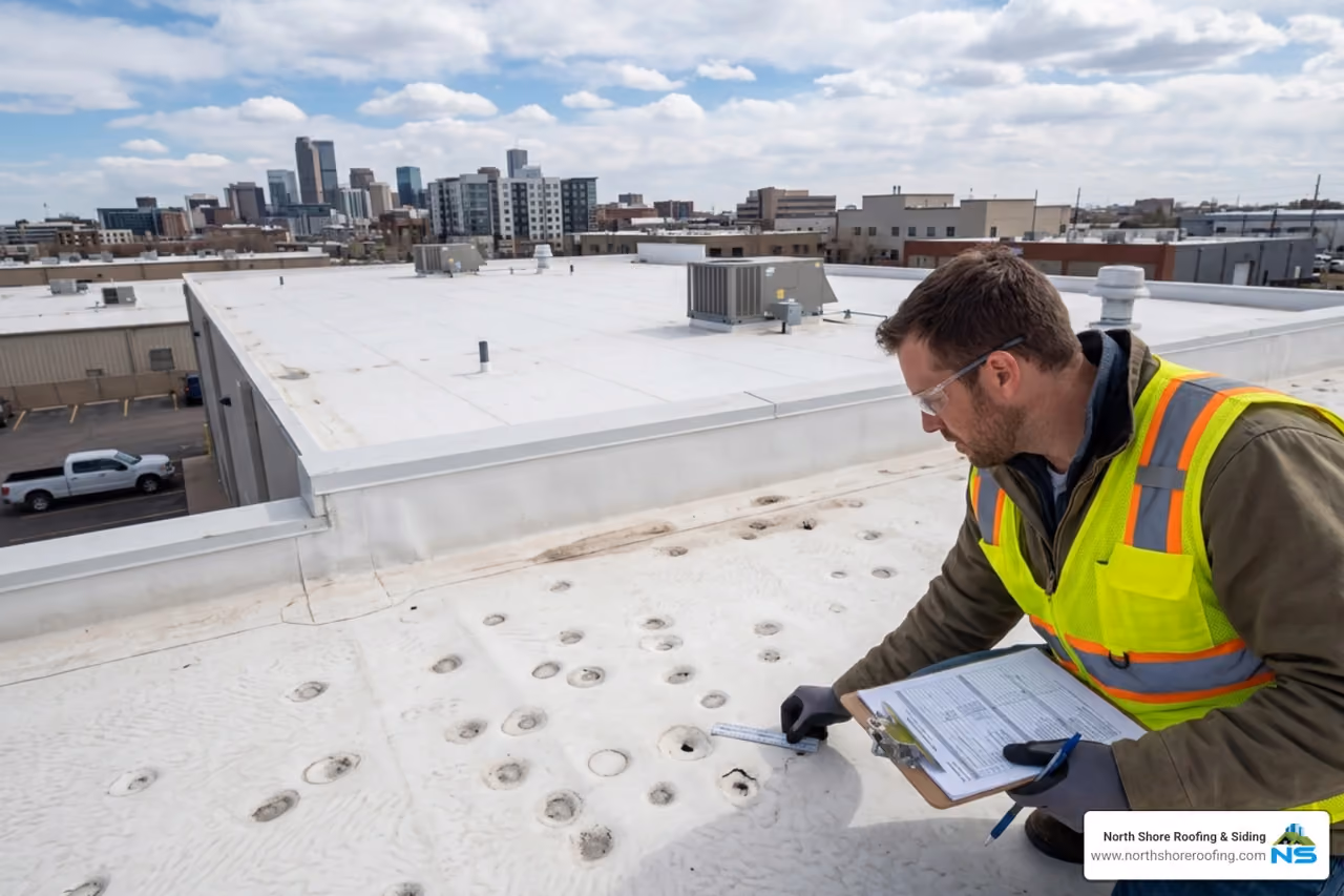 Identify and repair tpo roofing hail damage on Long Island commercial roofs with this contractor guide.