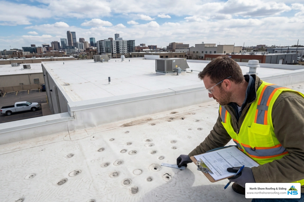 Identify and repair tpo roofing hail damage on Long Island commercial roofs with this contractor guide.