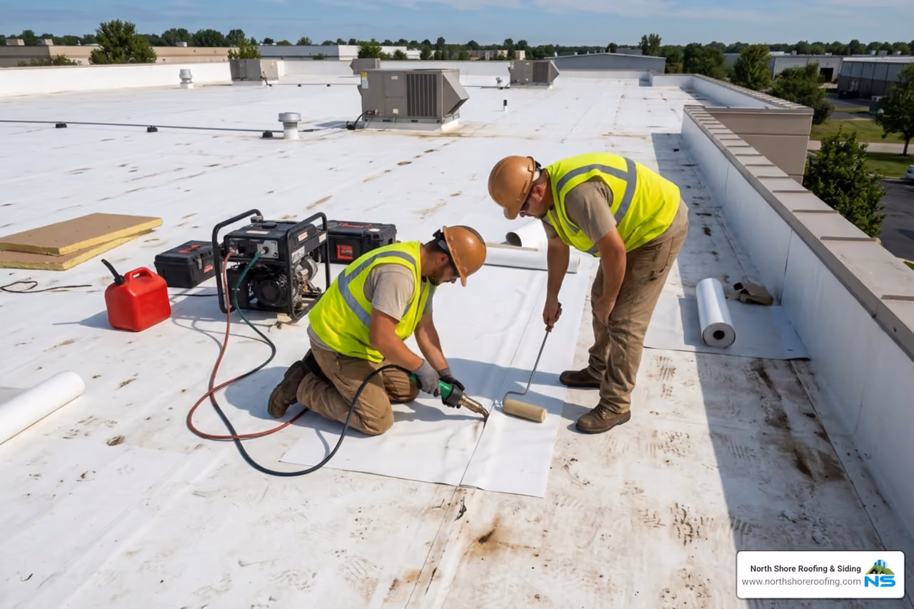 professional commercial roofers tpo roof repair - Expert TPO roof repair for Long Island and Queens commercial buildings—restore leaks fast and protect your flat roof investment.