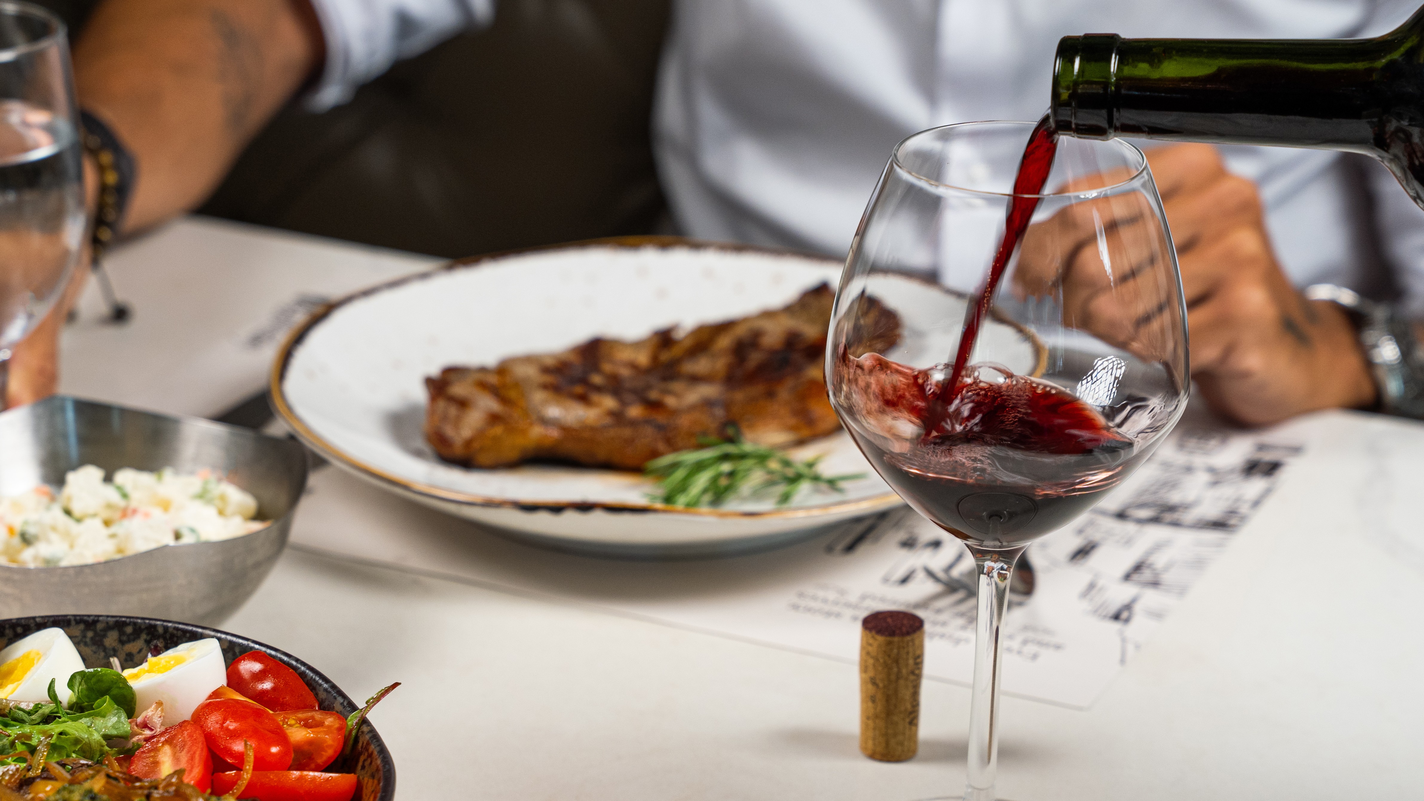 wine and steak