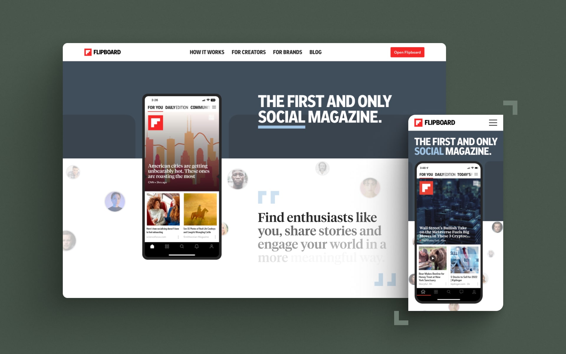 about.flipboard.com homepage hero design