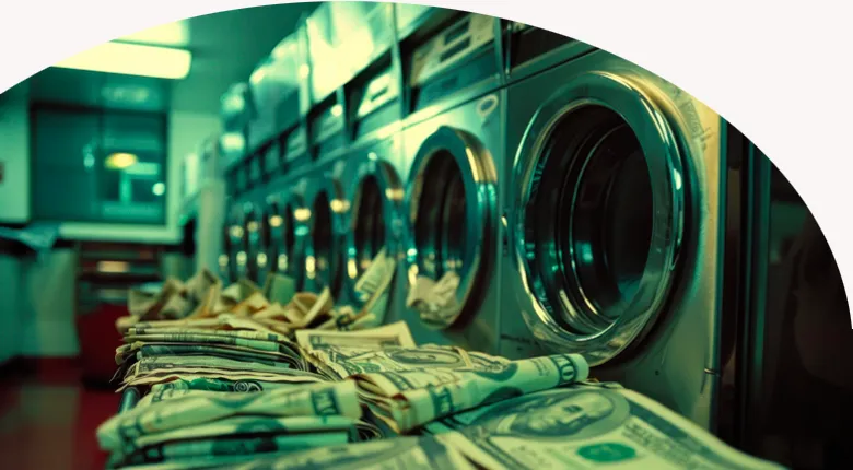 picture of money, in a laundromat