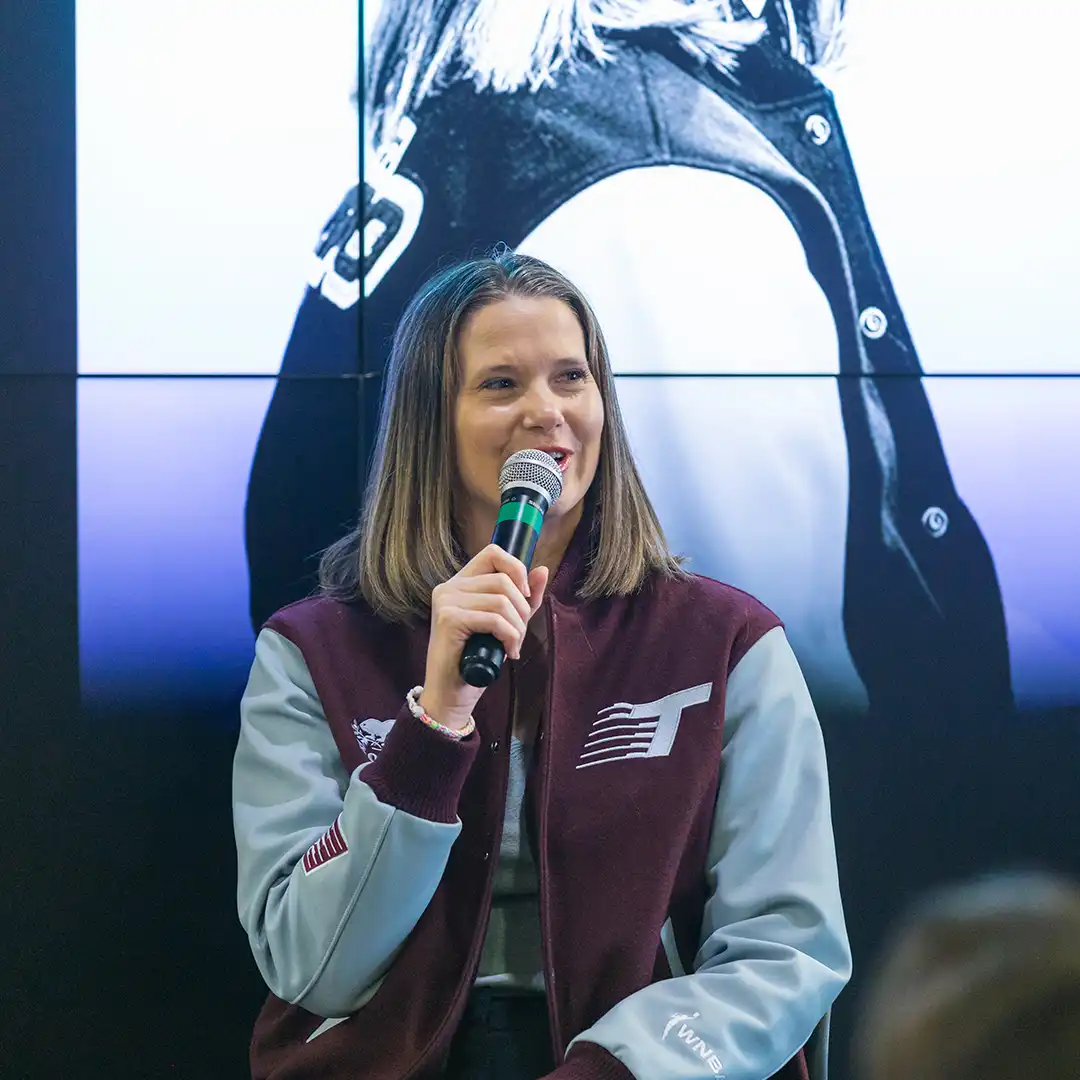 Two women speaking at the DMZ Women Innovation Summit 2026