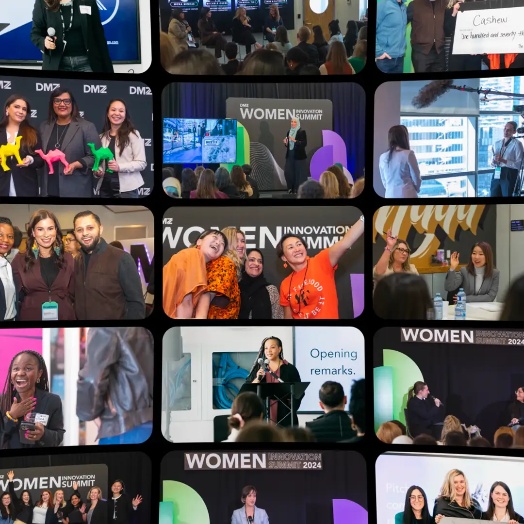 Two women speaking at the DMZ Women Innovation Summit 2026