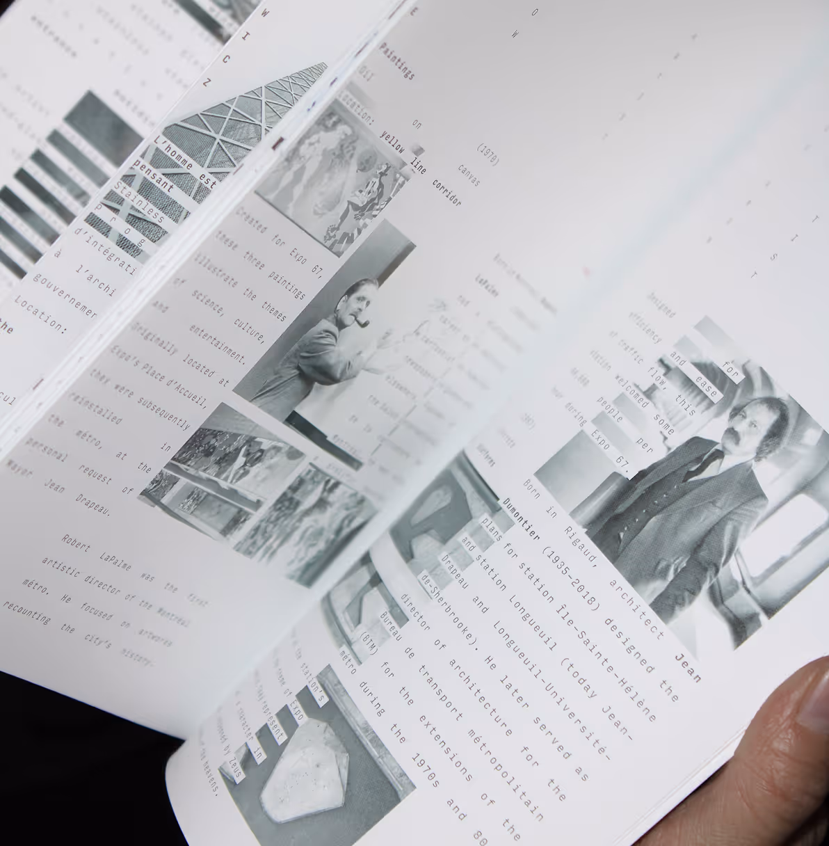 Closeup of publication pages being skimmed through.