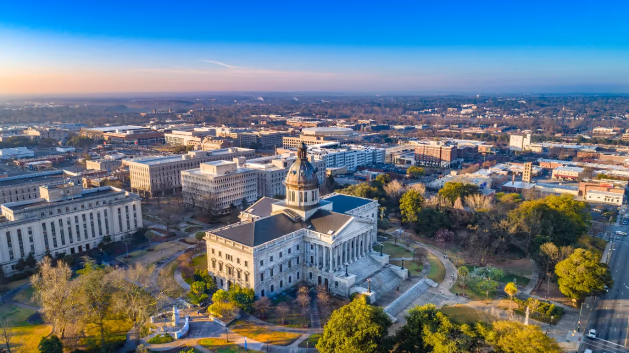 Downtown Columbia South Carolina Skyline SC Aerial stock image
