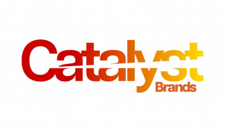 Catalyst Brands logo with text transitioning from red to yellow on a white background.