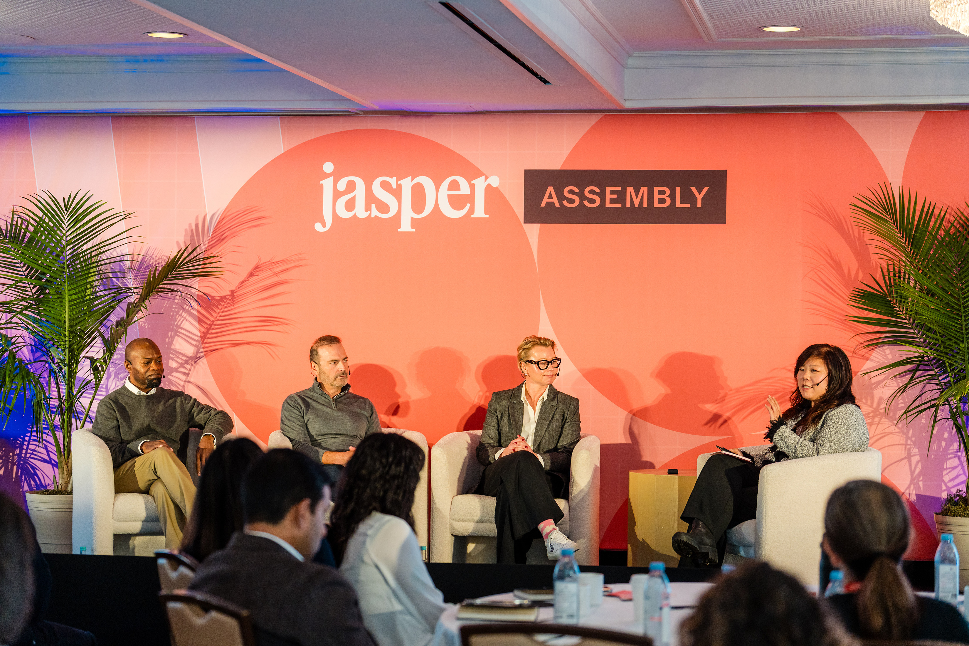 Industry leaders from Sanofi, NetApp, and U.S. Bank on a panel discussing AI governance and content quality.