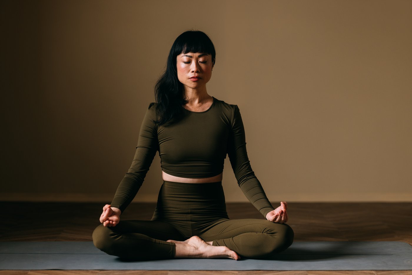 woman meditating in the lotus position