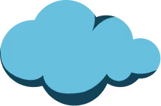 Simple blue cartoon cloud with a shadow underneath.