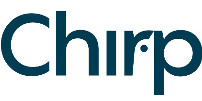 Chirp logo text in dark teal.