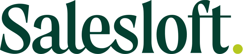Salesloft logo with green text and small lime green circle on a white background displayed.