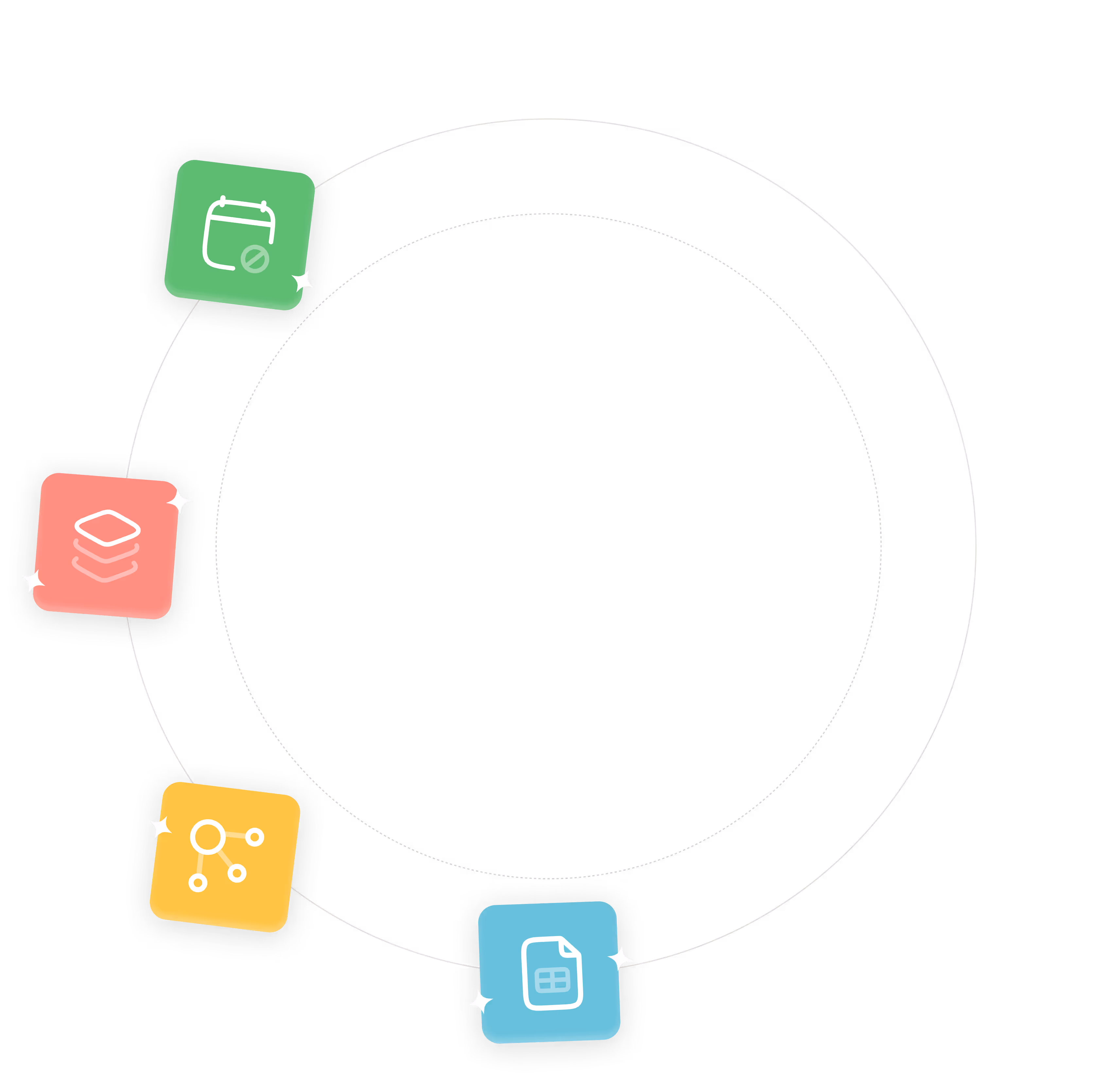 Circular diagram showing four steps to build products: designing features, designing data structures, building data models, and delivering the product with schema.