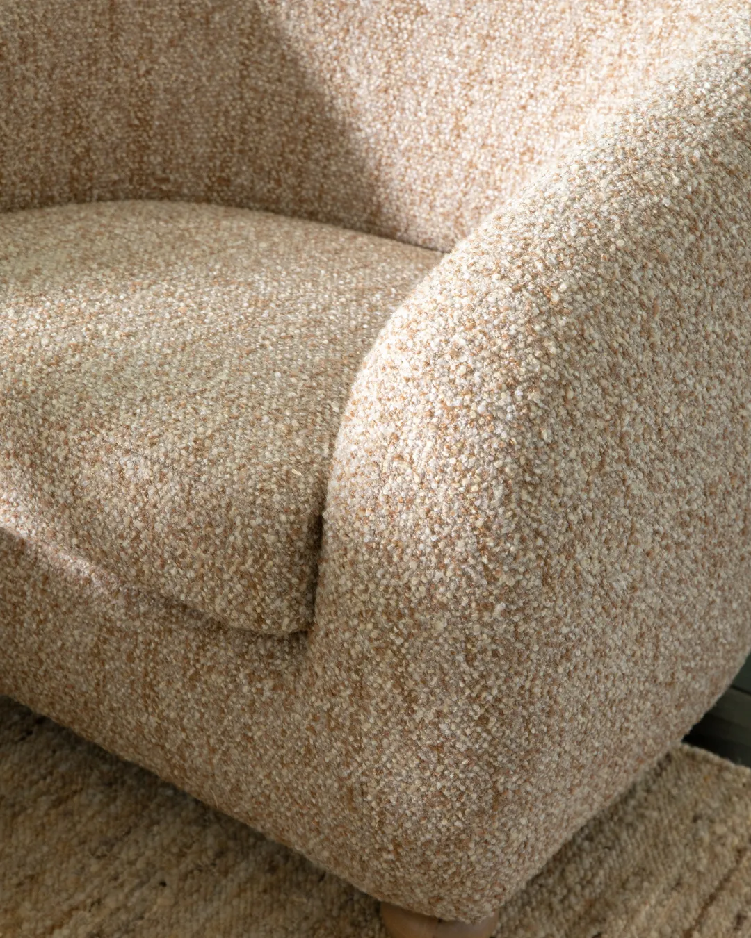 Beige fabric living room chair 