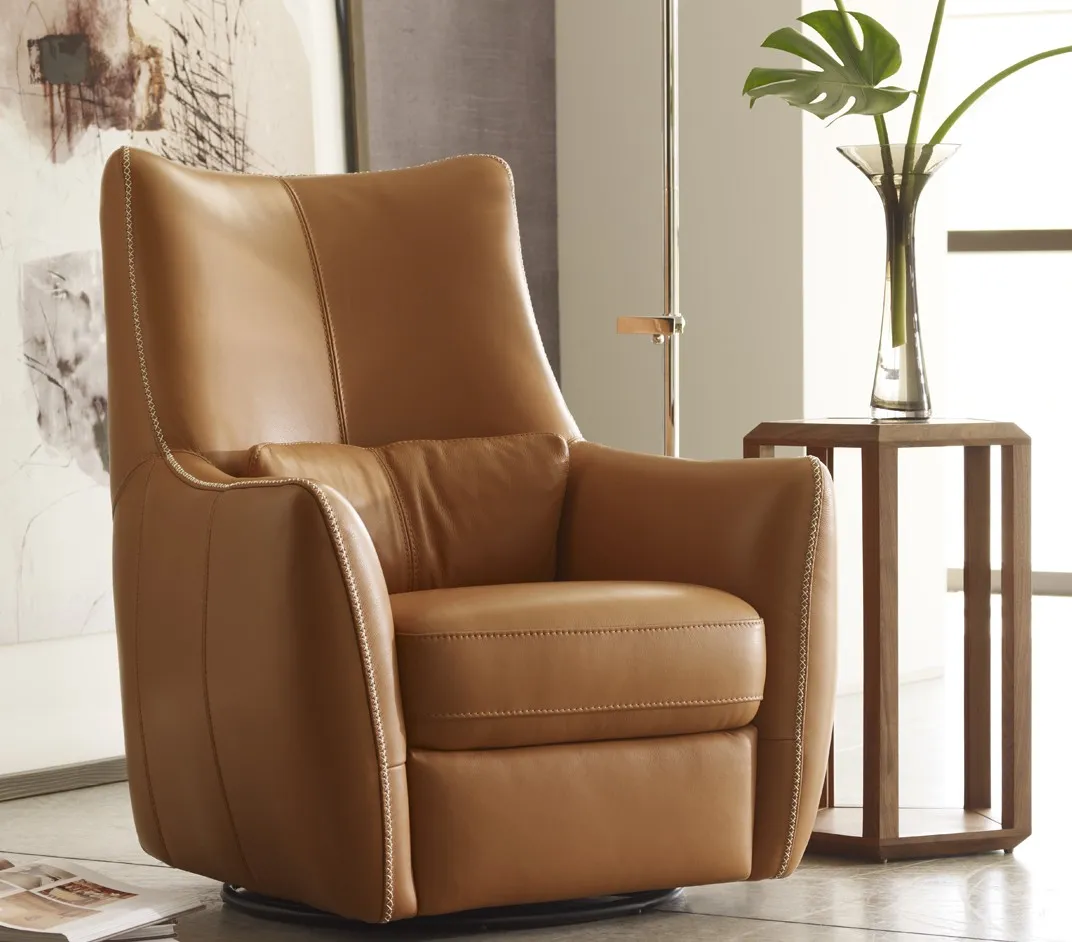 Light brown leather recliner 