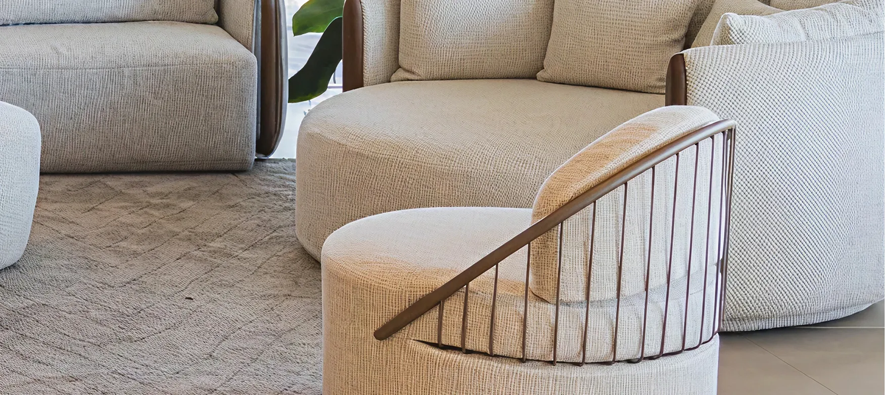 Small white uultis chair in living room set
