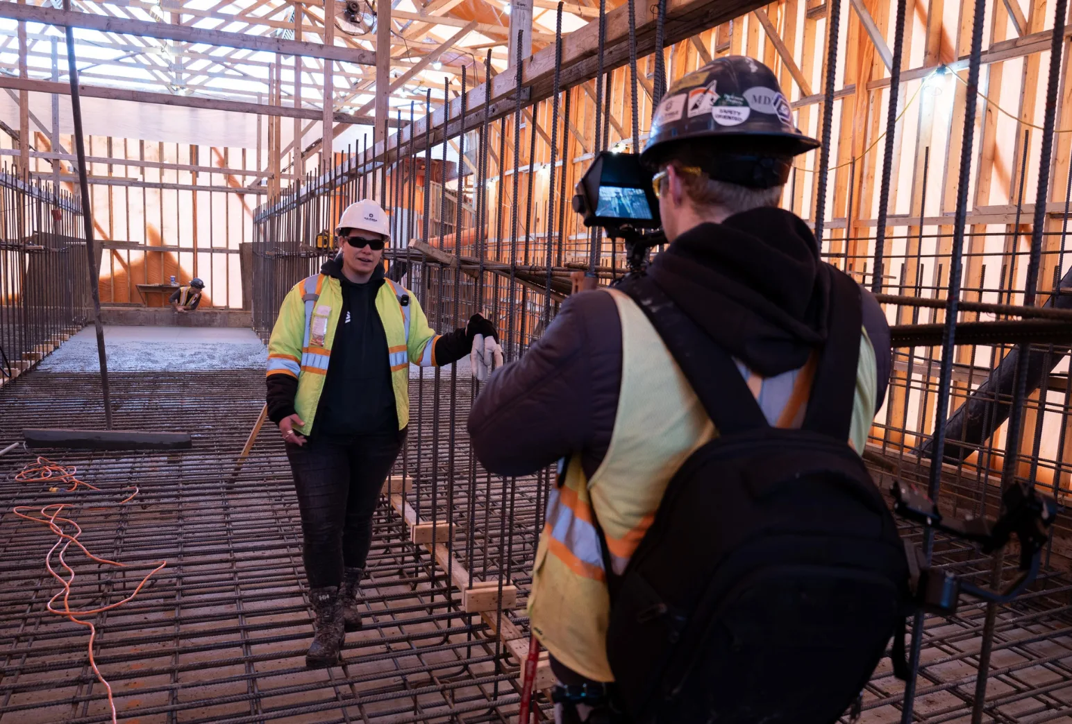 Filming MD Steele Construction Ltd. at a job site