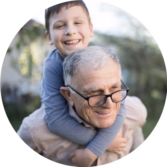 Grandfather and grandson. 