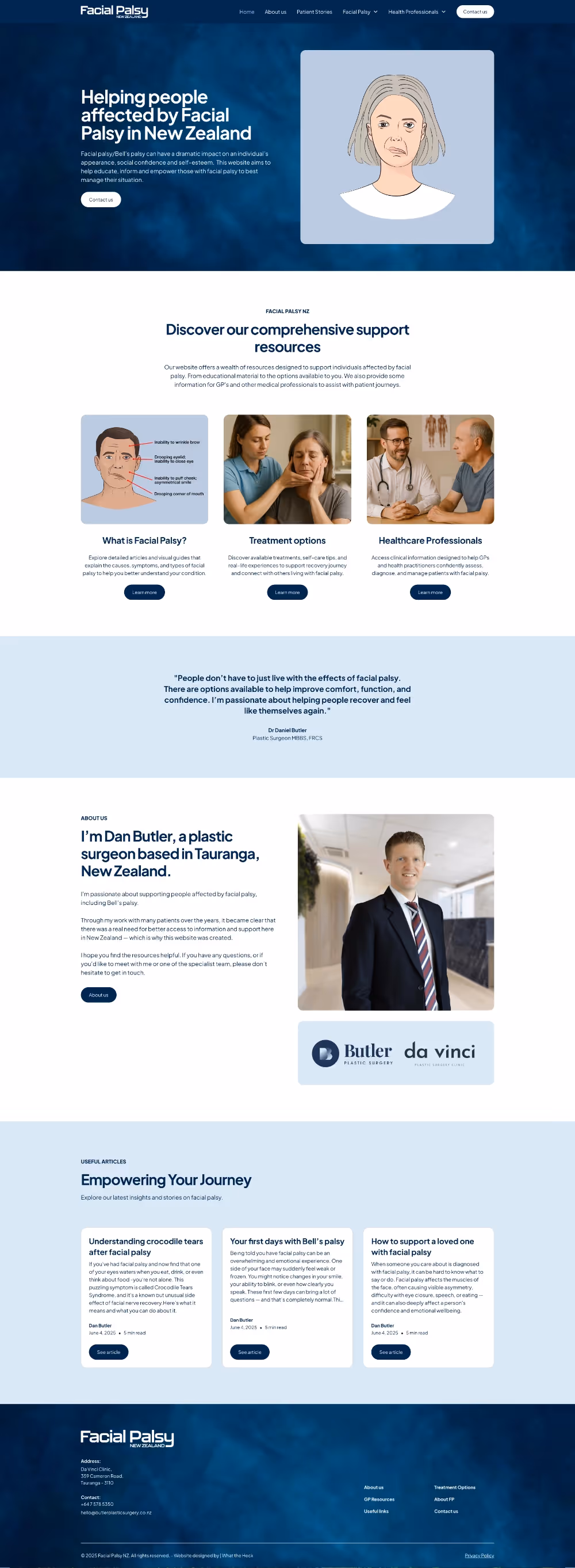 Home page for the Facial Palsy website.