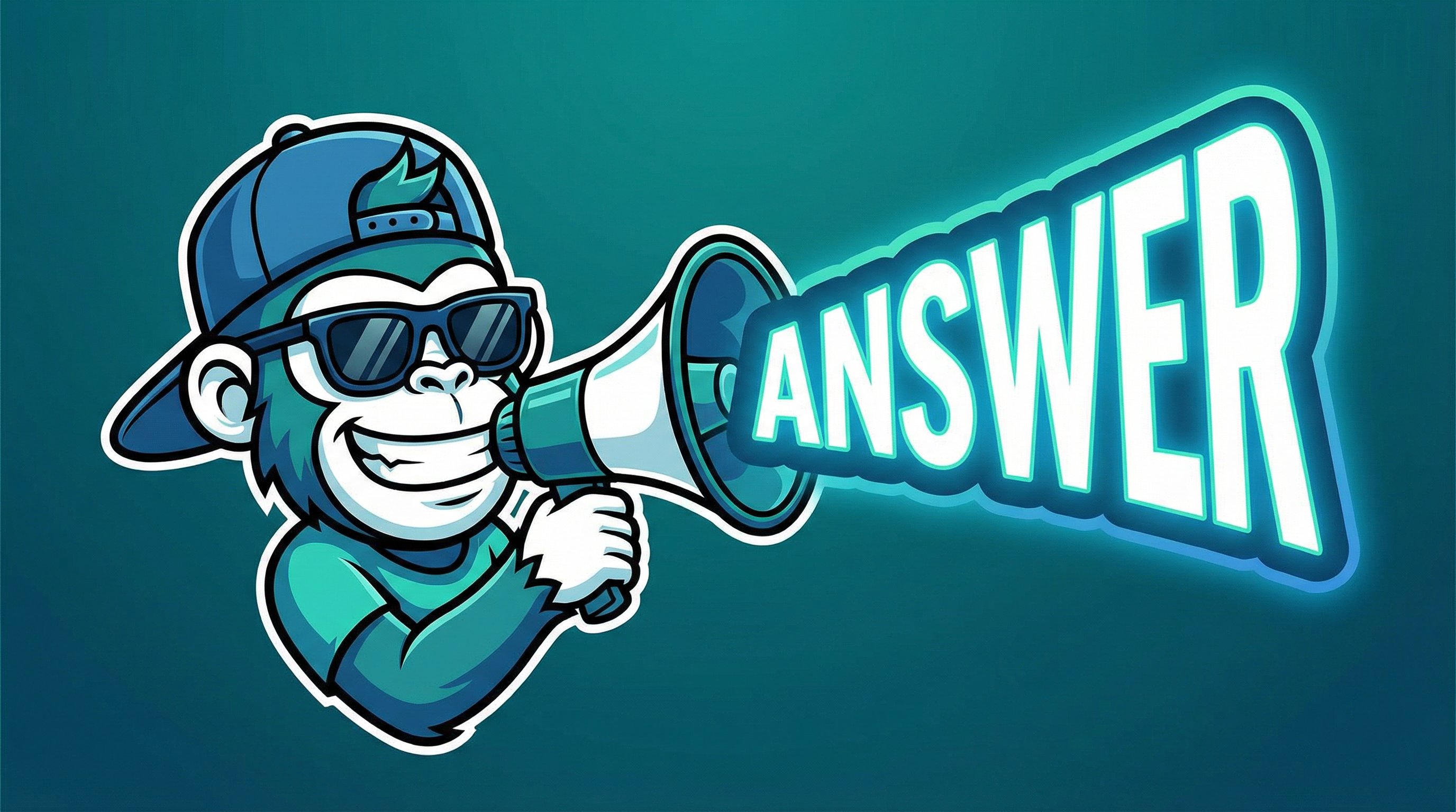 Monkey with megaphone shouting ANSWER