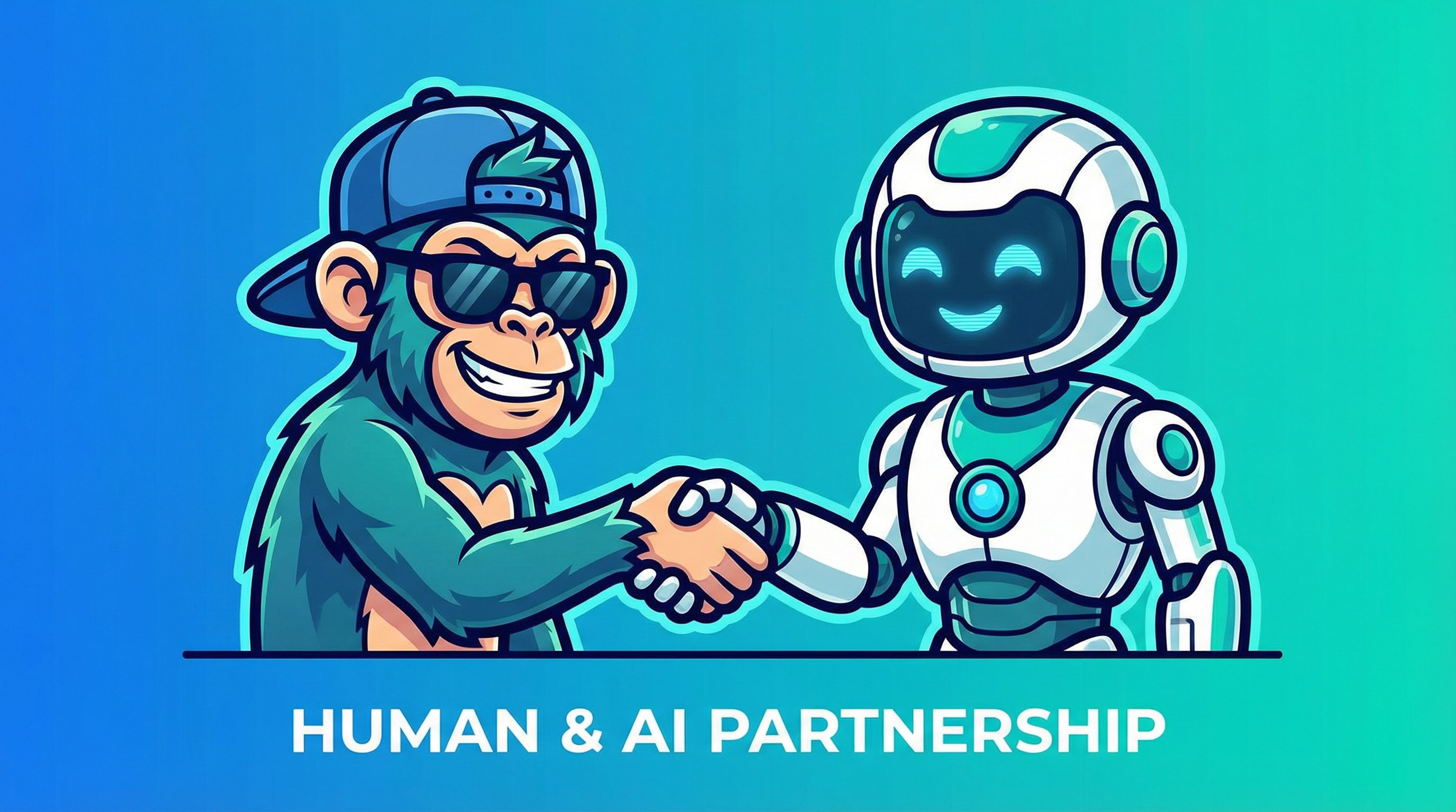 Monkey shaking hands with a robot