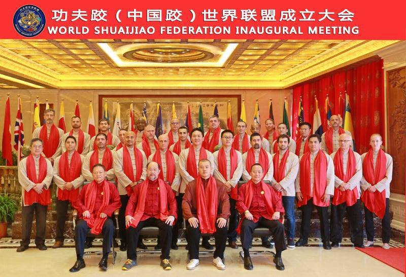 All found group members of the World Shuaijiao Federation gather for a picture