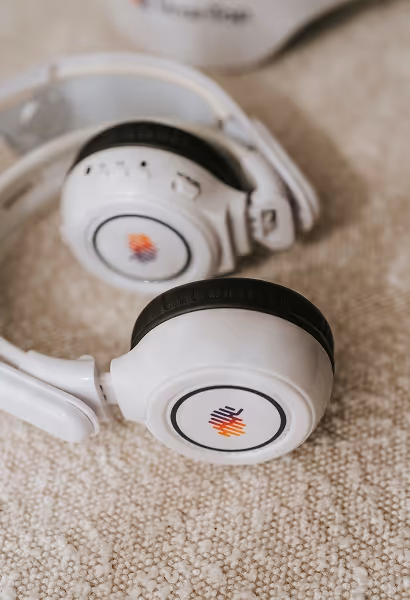 Brain Tap headphones on carpet