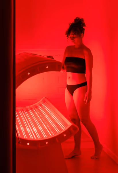 Red Light Therapy Machine being opened by a women