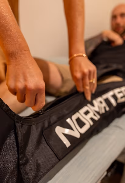 Lymphatic Massage Boots on legs