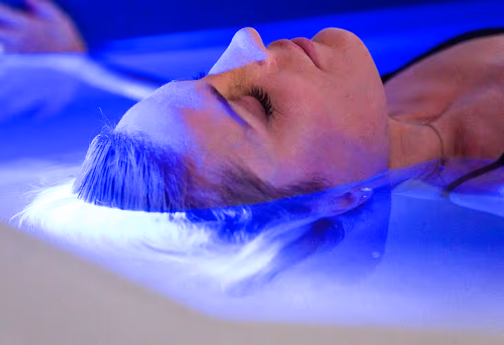 float therapy women relaxing in water