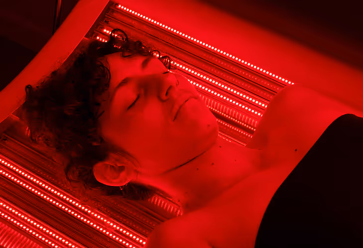Red Light Therapy lady in deep meditation
