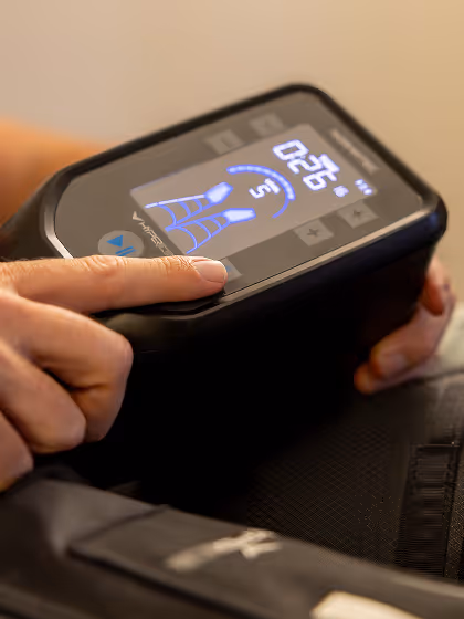Lymphatic Massage Boots device being used