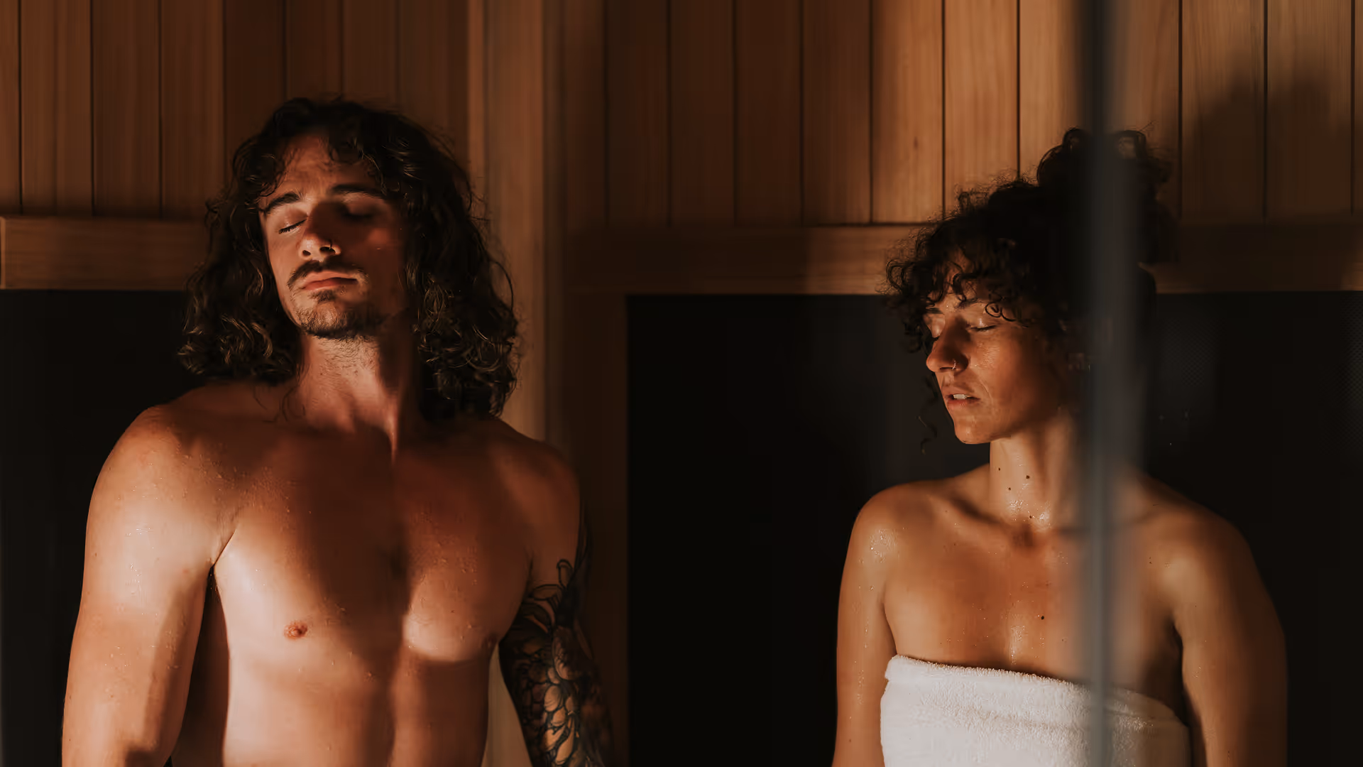 Infrared Sauna couple in towels