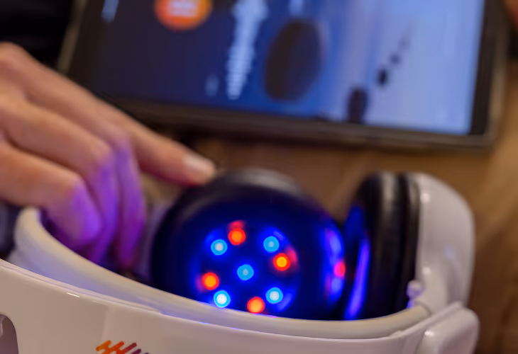 Brain Tap picking up headphones