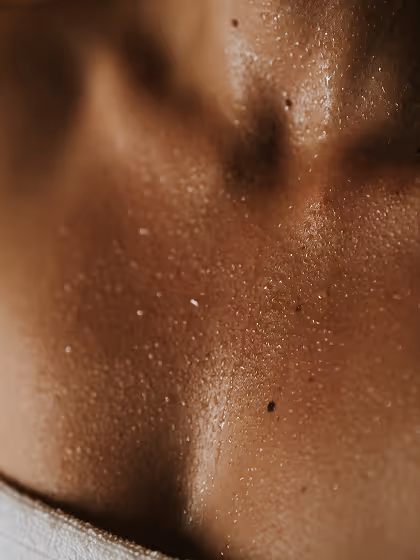 sweat on chest
