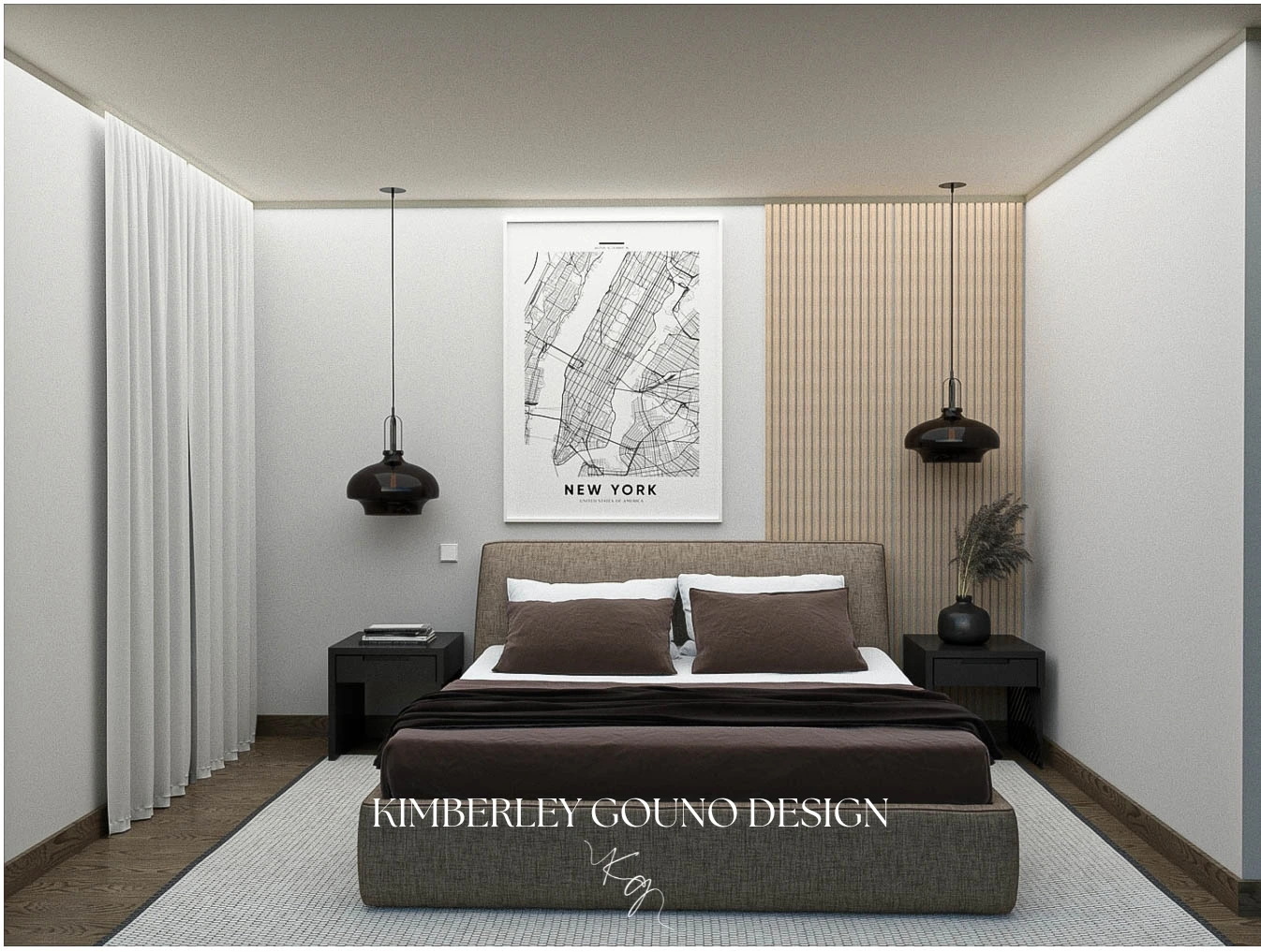 Visualisation de la chambre en 3d, ultra design par Kimberley Gouno architecte d'intérieur