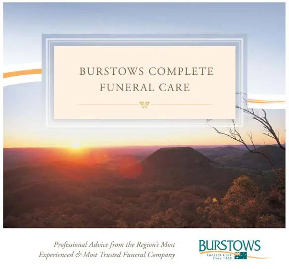 A booklet cover for Burstows Funeral Care.