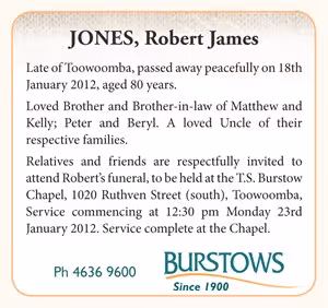 Burstows Funeral Notice Example.
