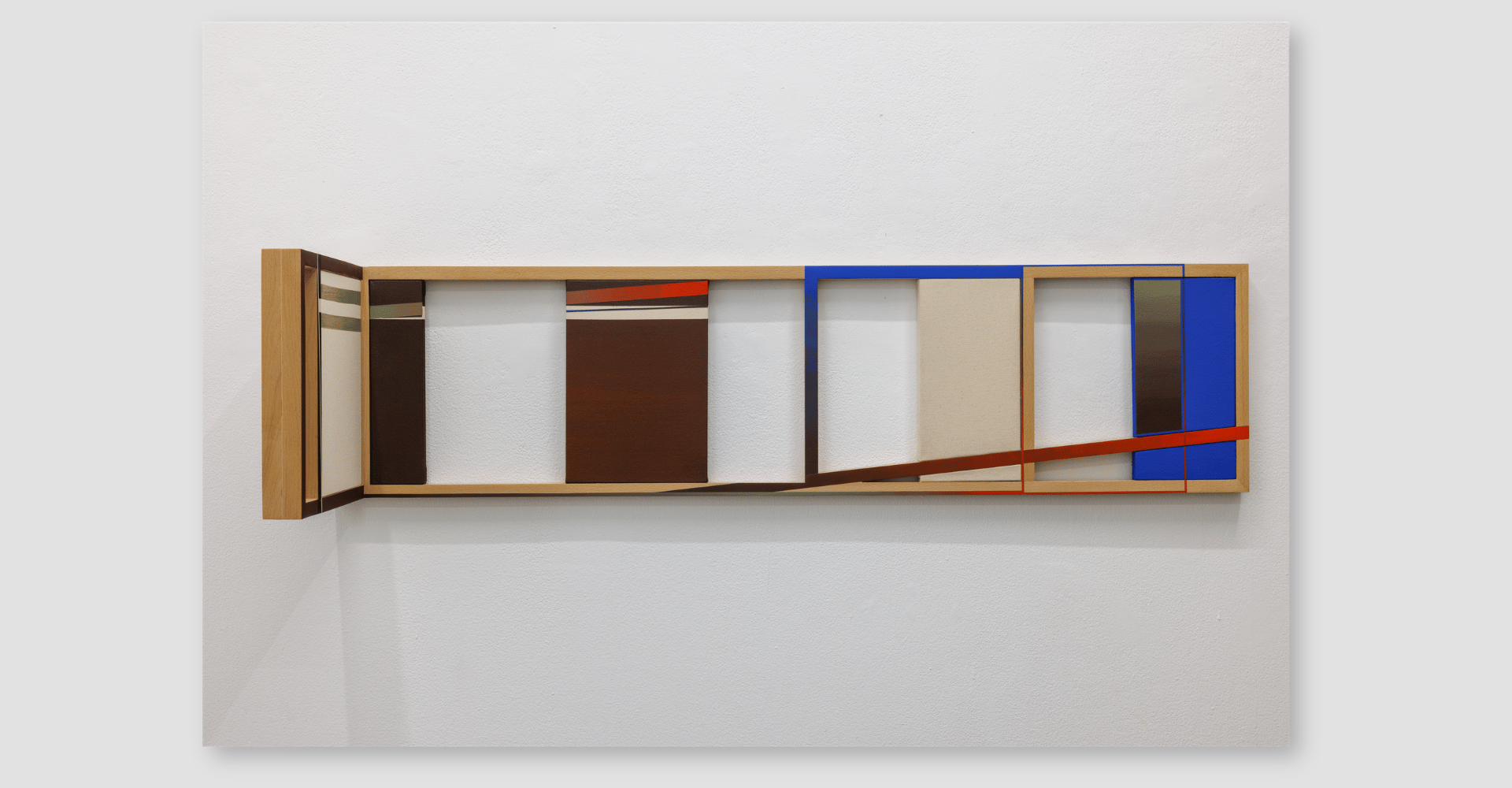 Off Centric Nebula, 2026 Acrylic on canvas and wood 35 x 175 x 37.5 35 x 35 (left piece) 35 x 140 (right piece)