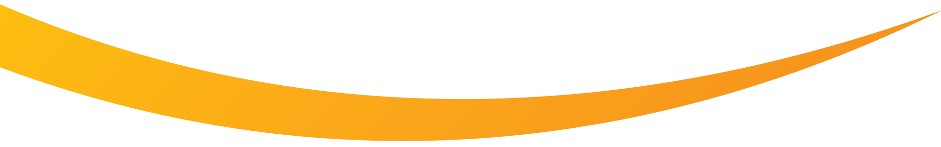 Curved yellow-orange gradient swoosh on a white background.