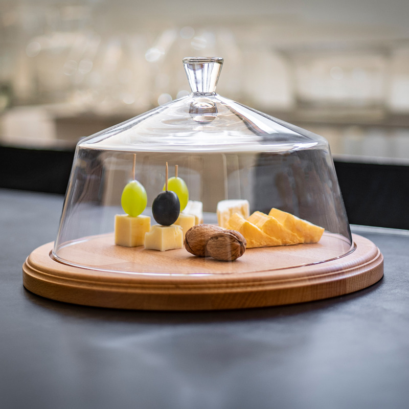 Cloche mit Holzplatte