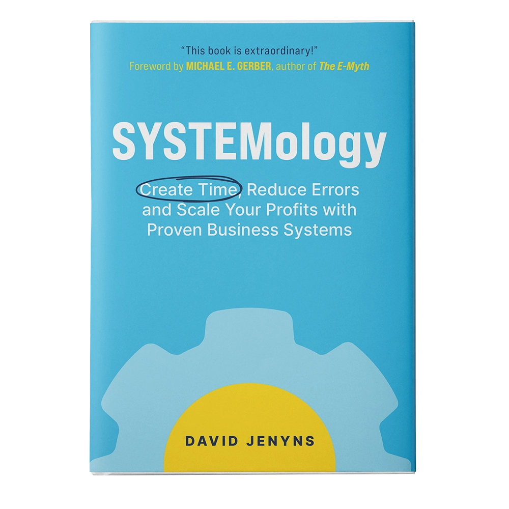 Cover of the book "SYSTEMology" by David Jenyns, designed in light blue with bold yellow and white text.