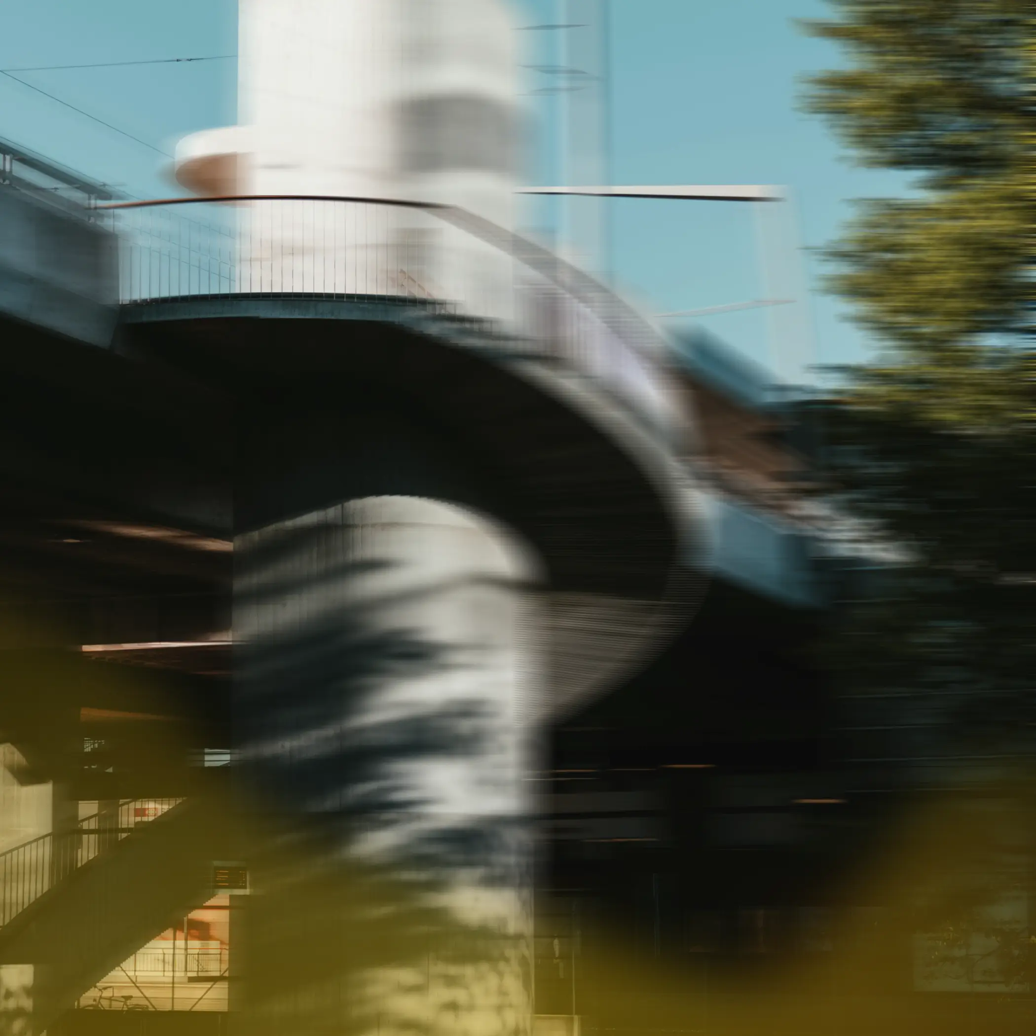 White bridge in stockholm in motion
