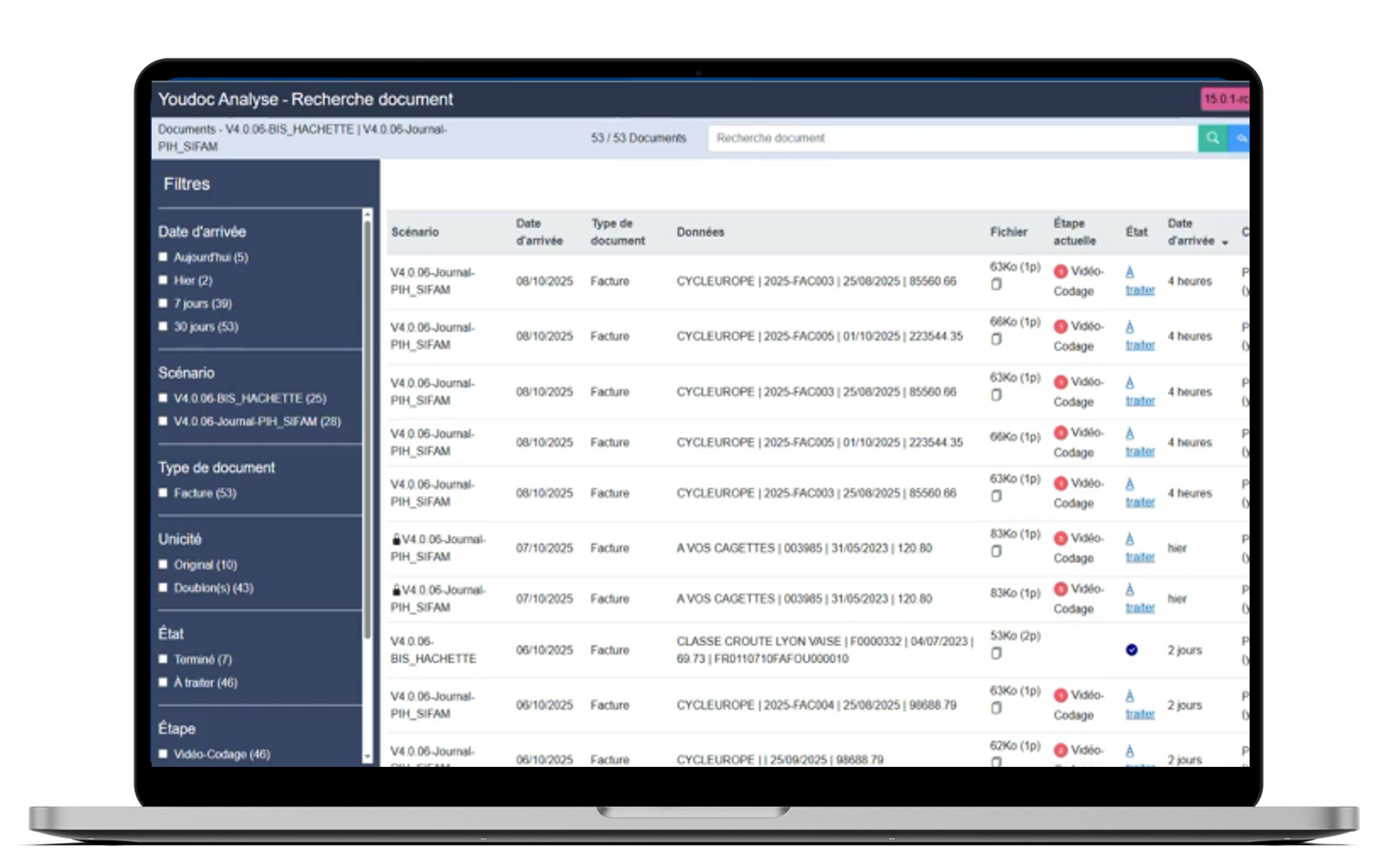 Ecran d'ordinateur  solution you doc tableau de recherche de document