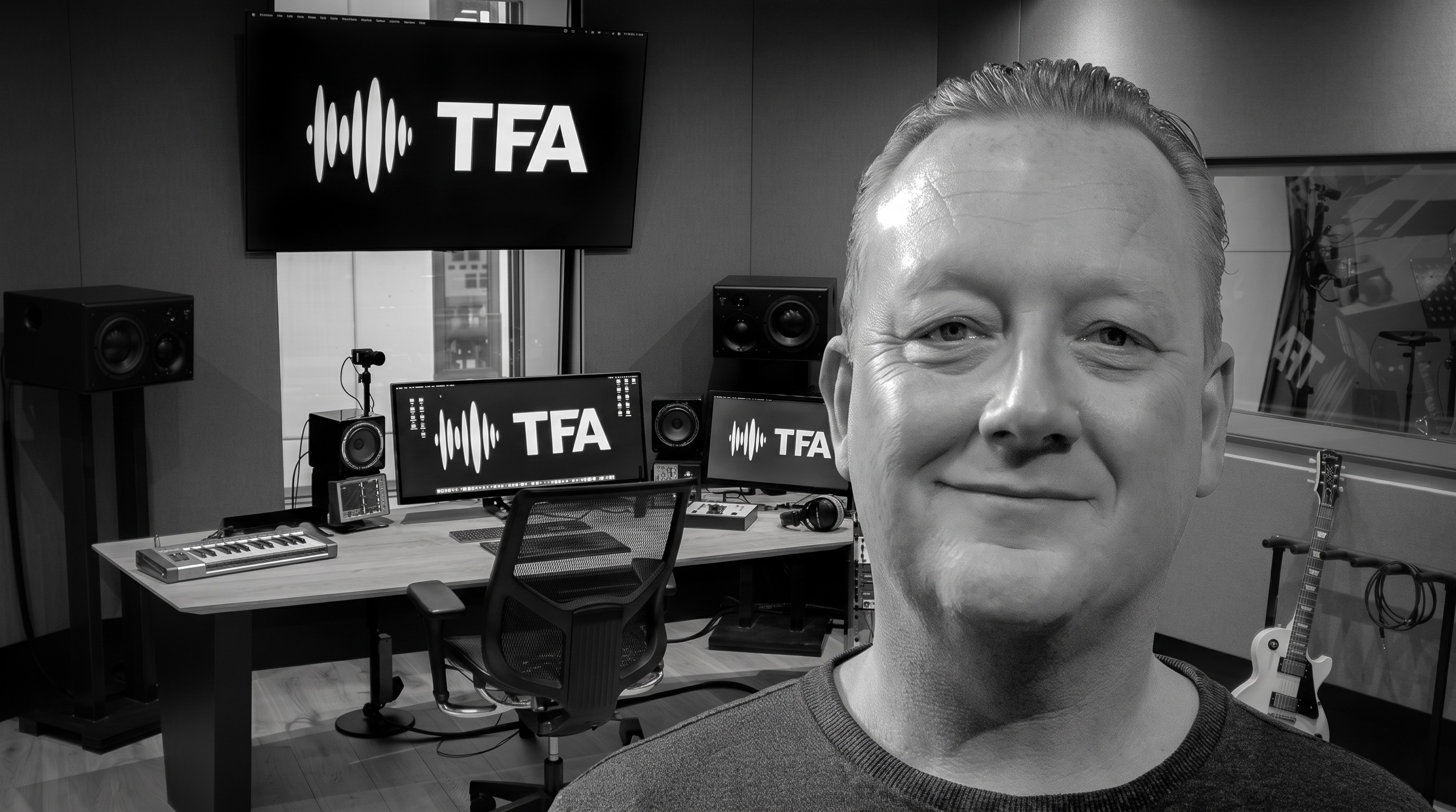 Lennard Groot in de studio van TFA