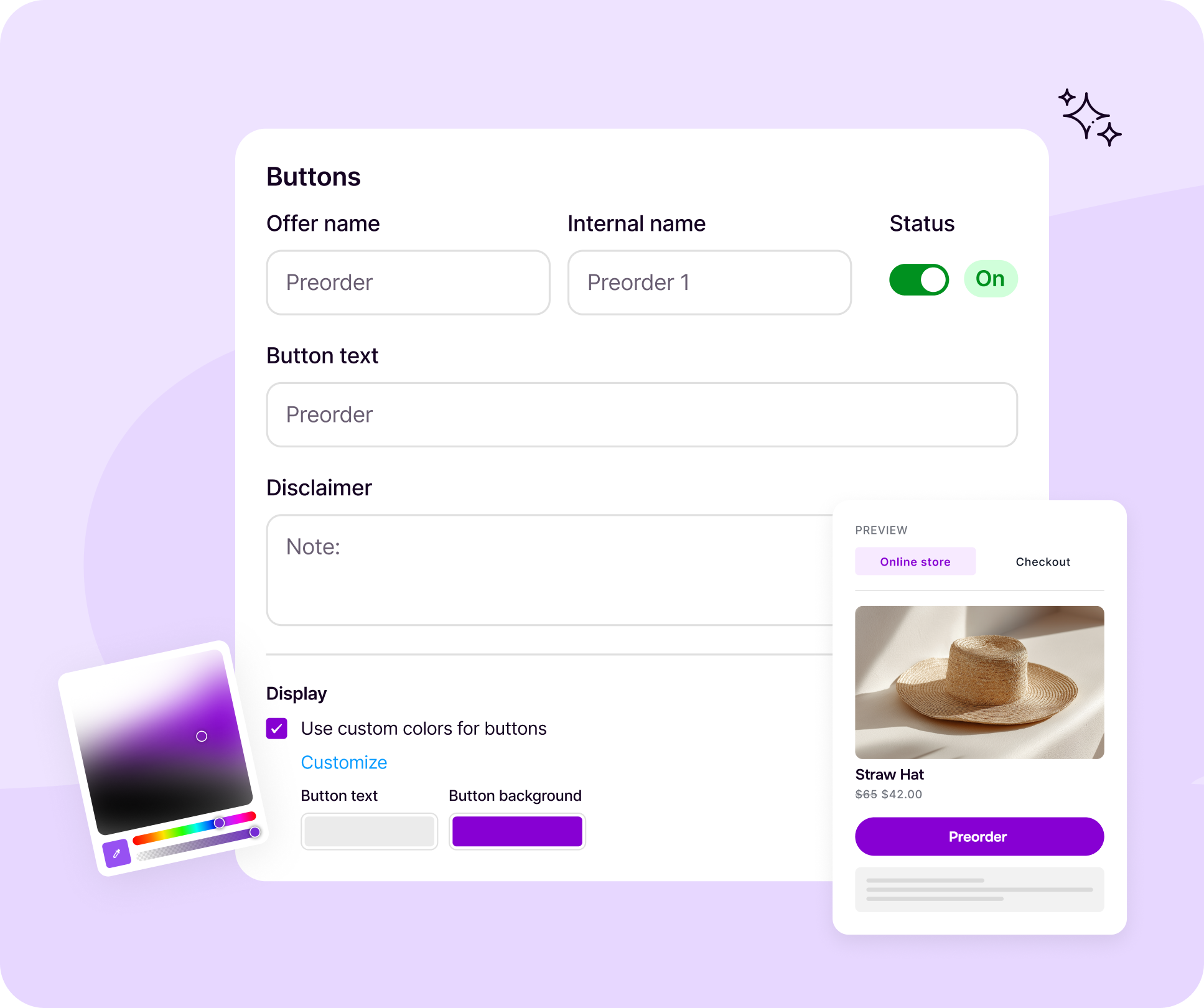 STOQ Preorder Button Customizations dashboard