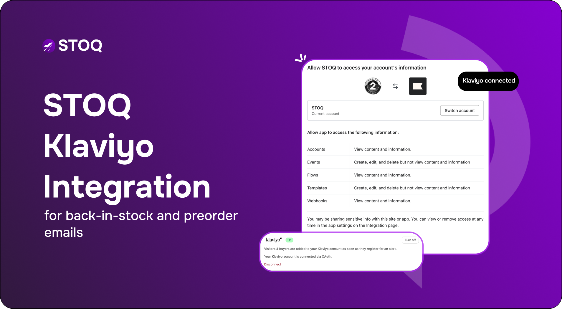 STOQ x Klaviyo: Secure integration for back in stock & preorder emails
