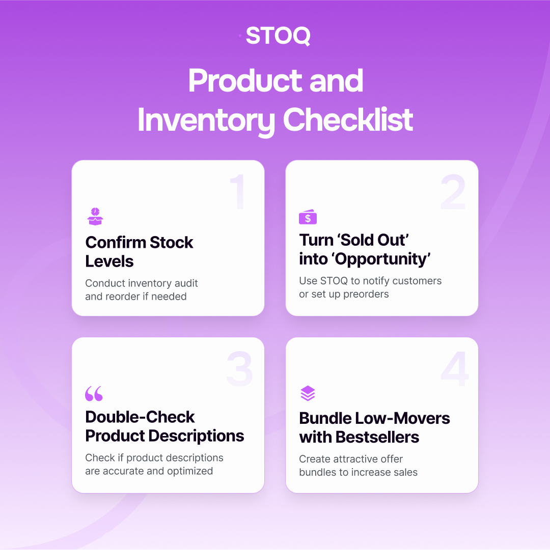 Product and inventory checklist for BFCM